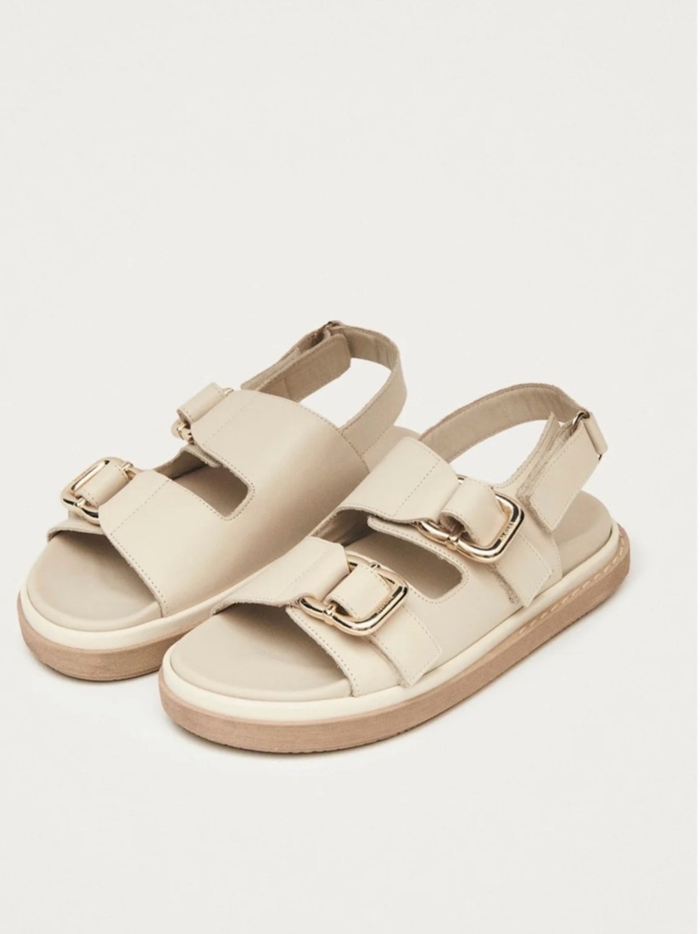 ALOHAS Harper Cream Buckle Leather Sandals